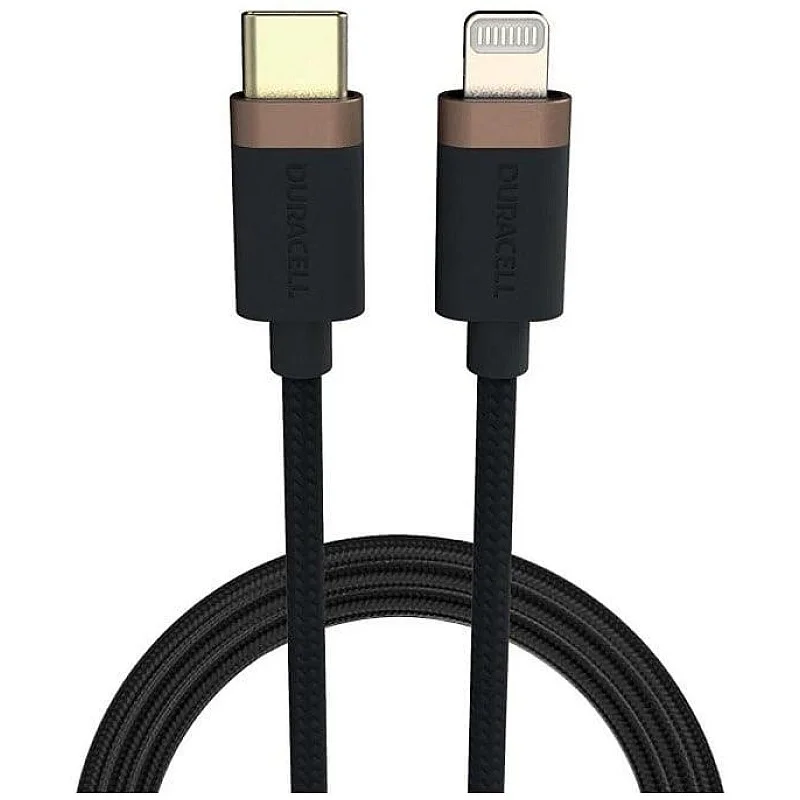 Vads Duracell USB9012A. Lightning/USB-C. 1 m. pelēka Vads Duracell USB9012A. Lightning/USB-C. 1 m. pelēka