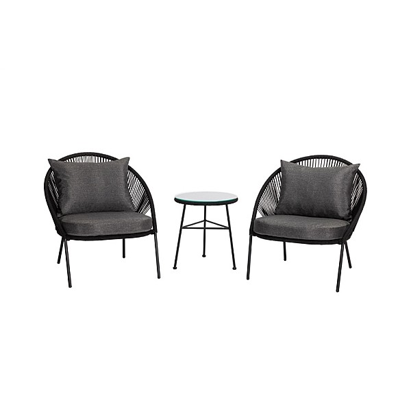 OUTDOOR FURNITURE SET BLACK 2 SEAT