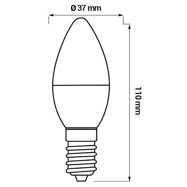 Spuldze LED. C37. balta. E14. 8 W. 900 lm