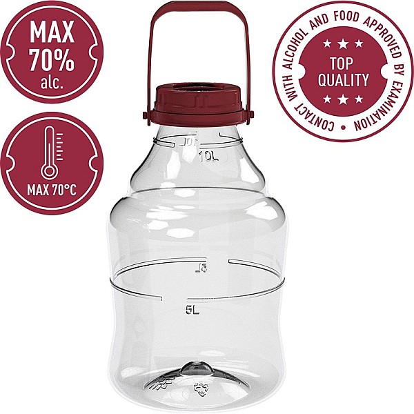 UNBREAKABLE DEMIJOHN 10L HANDLE/AIRLOKS