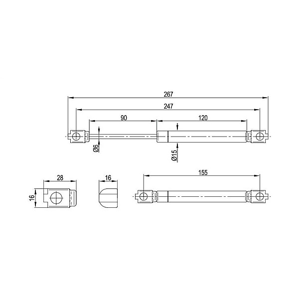 GAS LIFT 100N GREY 2PCE