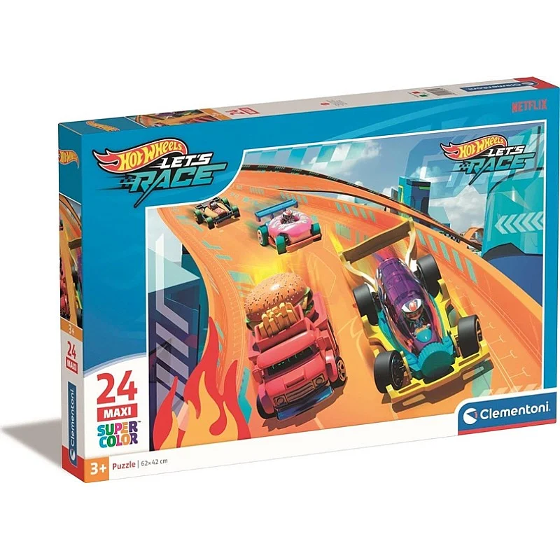 Dėlionė Clementoni Hot Wheels. 62 cm x 42 cm. 24 dal.
