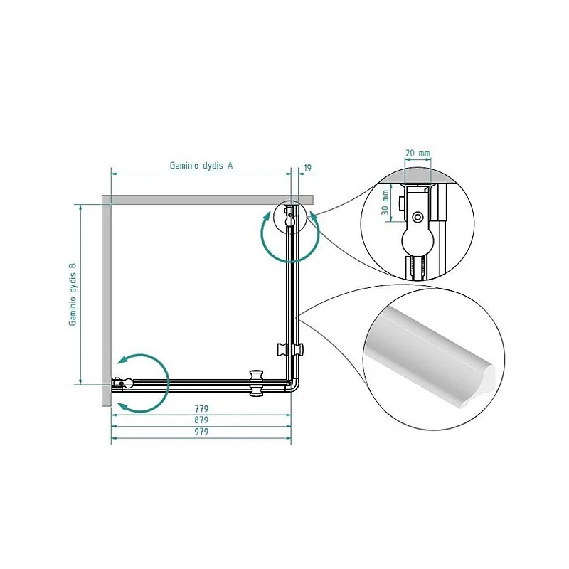 KABĪNEDUŠAS VIKTORIJA 90X90X1900 PELĒKA KABĪNEDUŠAS VIKTORIJA 90X90X1900 PELĒKA