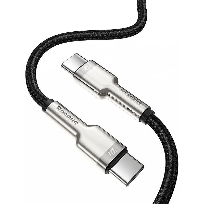 Vads Baseus CATJK-C01. USB-C. 1 m. sudraba/melna. 100 W Vads Baseus CATJK-C01. USB-C. 1 m. sudraba/melna. 100 W