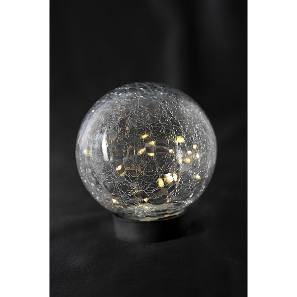 SOLAR CRACKLE GLASS ORB LIGHT15CM 100969