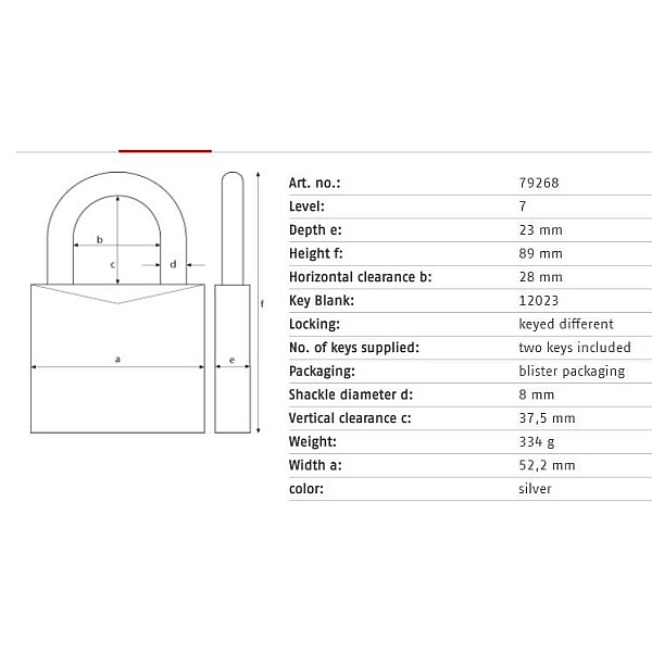 PIEKAR.SLĒDZENE ABUS 79268 52.2X89 MM