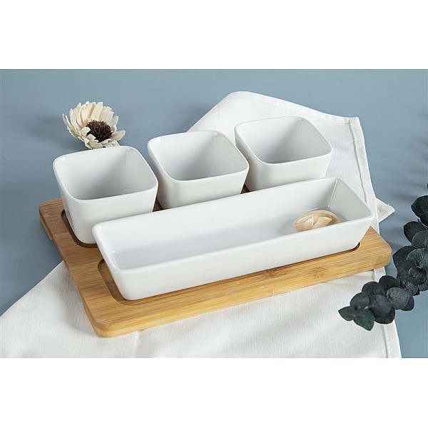 SQUARE BOWL BAMBOO PLATTER 26.1X17CM