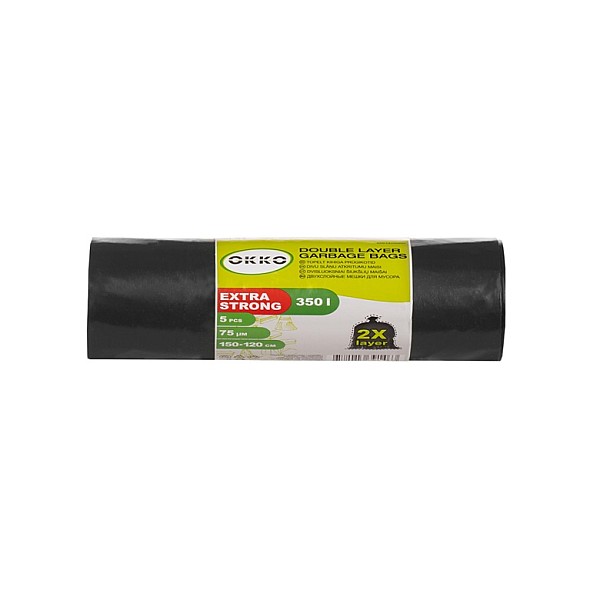 WASTE BAGS GREEN/BLACK 350L 5PCS 75MY