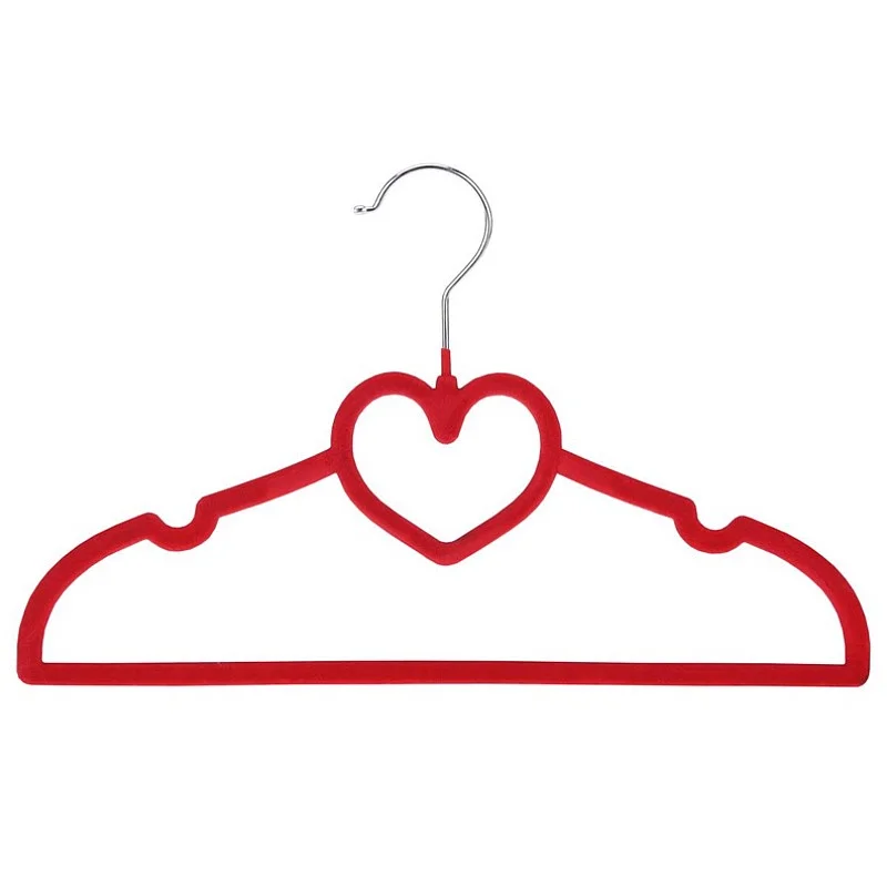 CHILDRENS VELVET HANGER 3PCS SET HEART