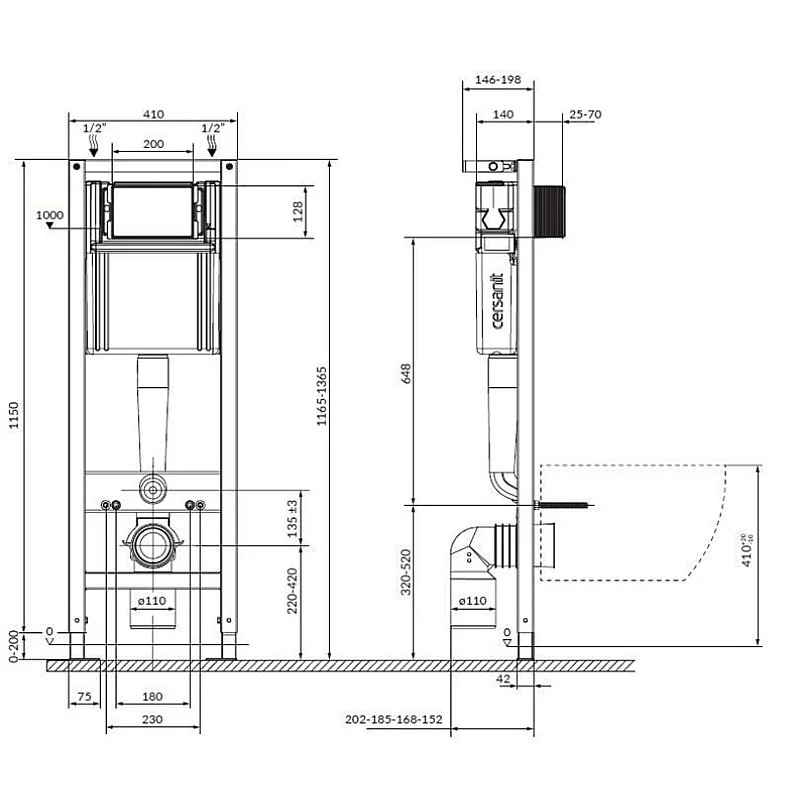 Piekarināmās tualetes komplekts Cersanit Piekarināmās tualetes komplekts Cersanit