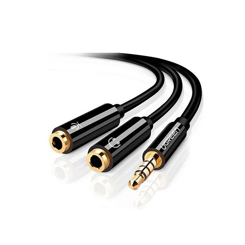 Adapteris UGREEN 3.5mm M. 2x3.5mm F. 0.2m. melns