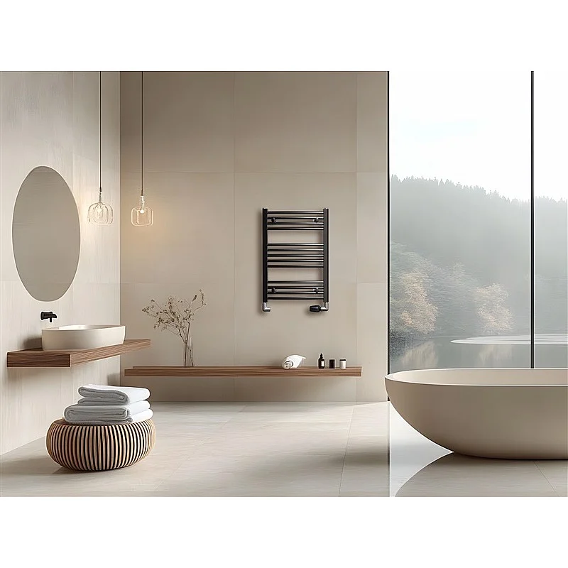 Vanden. rankšl. džiovintuv. Korado. lenktas. pilka. 50x70 cm Vanden. rankšl. džiovintuv. Korado. lenktas. pilka. 50x70 cm