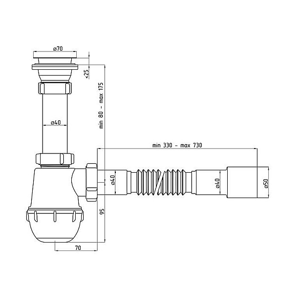 Sifons Ani Plast A0115. 40 mm