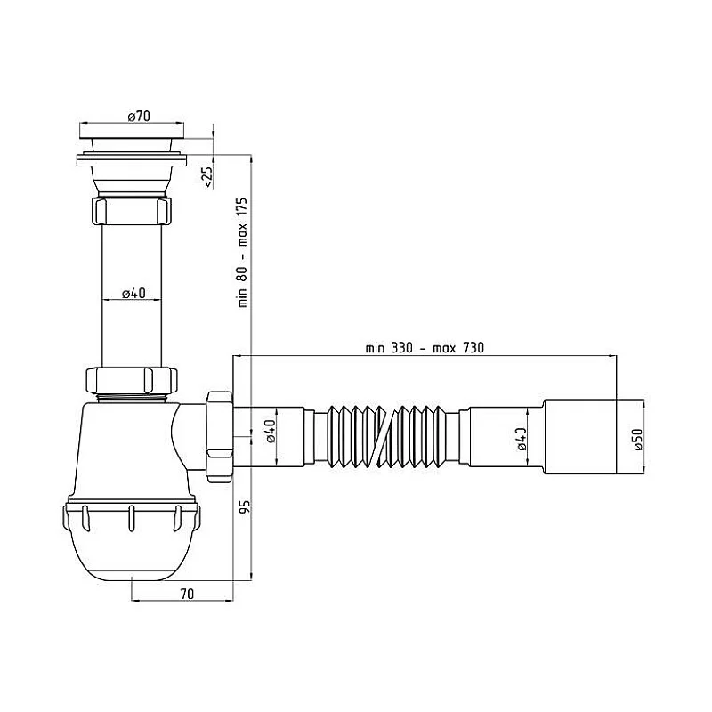Sifonas Ani Plast A0115. 40 mm