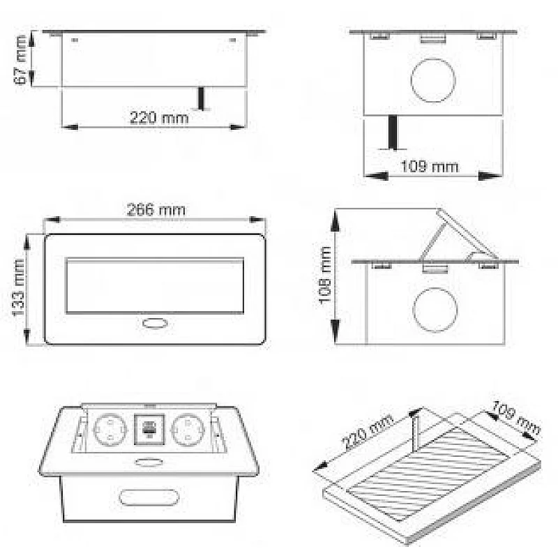 EXT CORD 2PL+USB A+C 3M BLACK