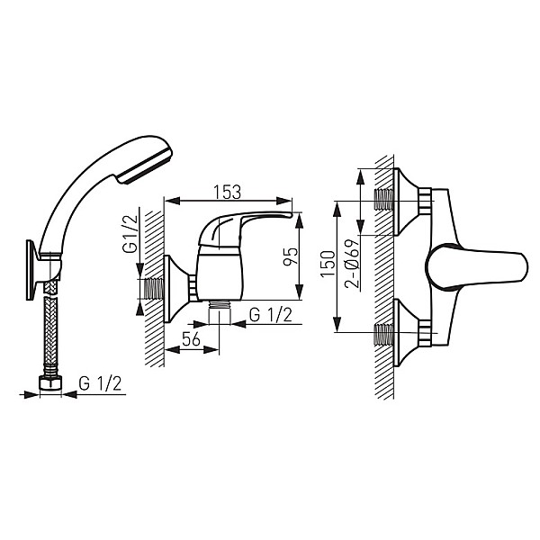 MIXER SHOWER W/ SET ELBA BEL77