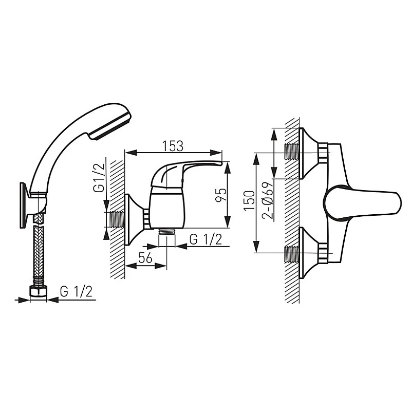 MIXER SHOWER W/ SET ELBA BEL77