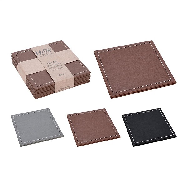 COASTER PU 4PCS 10X10CM 3ASS