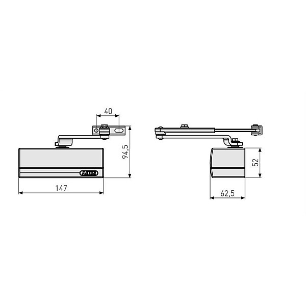 Durų uždarytuvas Abus AC5023. 40 - 60 kg