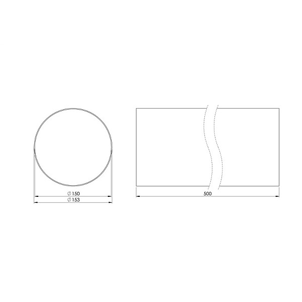 CIRCULAR PLASTIC DUCT. D150 MM. 0.5M