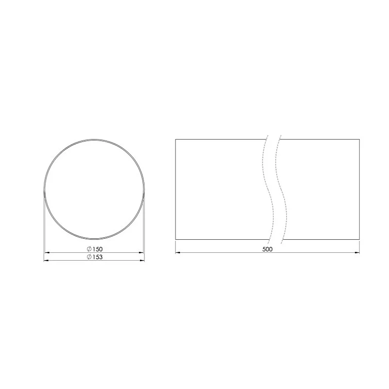 Ventiliacinis kanalas EUROPLAST D150. 0.5m