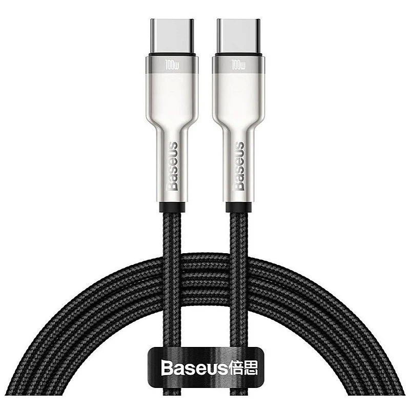 Vads Baseus CATJK-C01. USB-C. 1 m. sudraba/melna. 100 W Vads Baseus CATJK-C01. USB-C. 1 m. sudraba/melna. 100 W