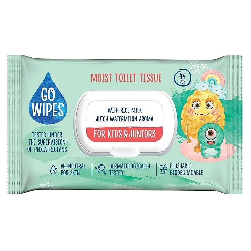 GOWIPES WET WC PAPER FOR KIDS&JUN 44PCS
