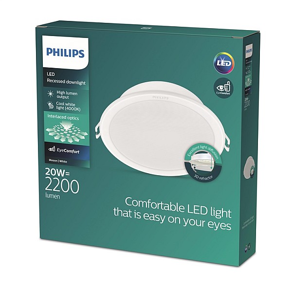 Iebūvēta lampa Philips Meson. 20W. 4000°K. LED. balta