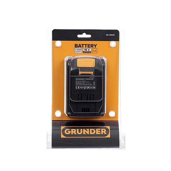 Akumulators Grunder BA-1860B. 18 V. li-ion. 6000 mAh