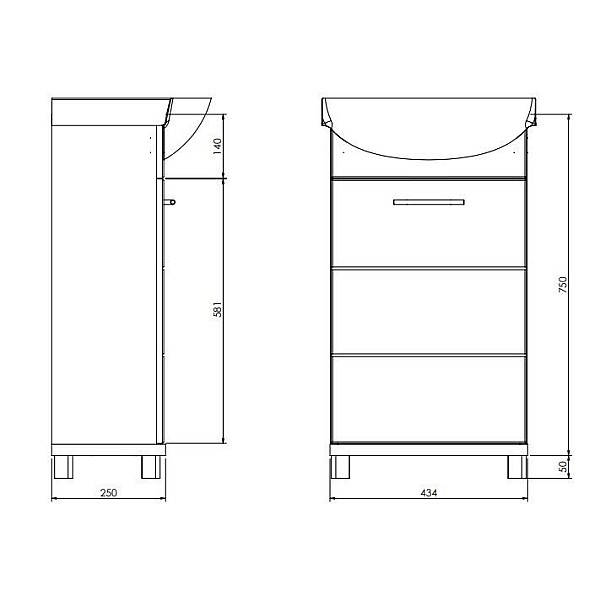 CABINET WASHBASIN BARI D45 WHITE/WOOD