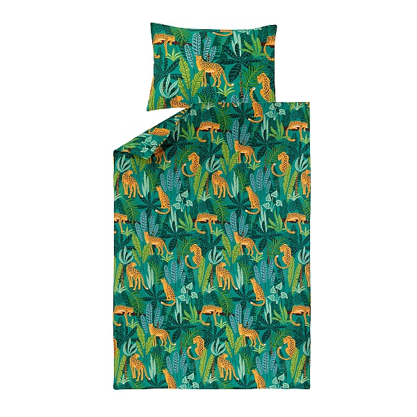 BED COV SET COTTON JUNGLE LIFE 140X200