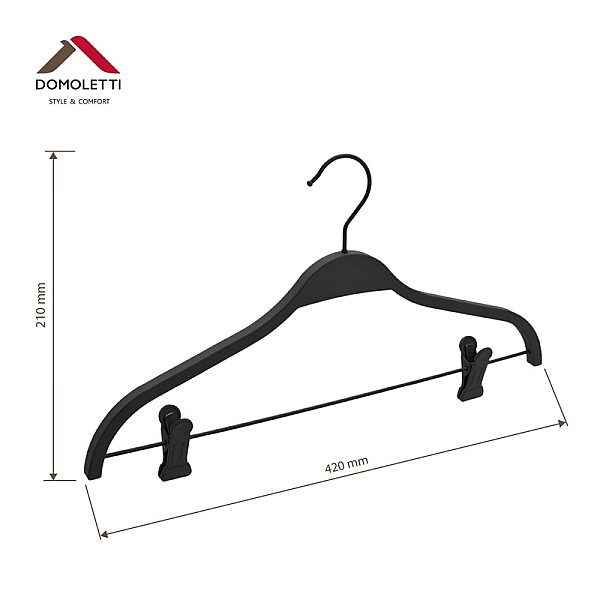 RUBBER COATED HANGER LR040 BLACK 2 PCS