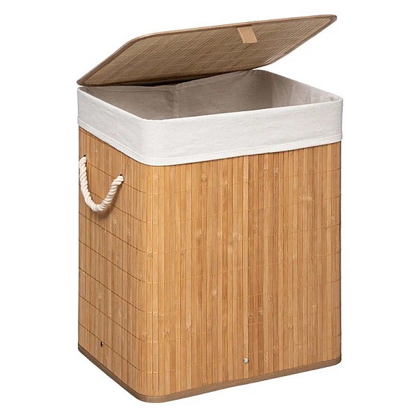 60L RECT BAMBOO LAUNDRY BASKET