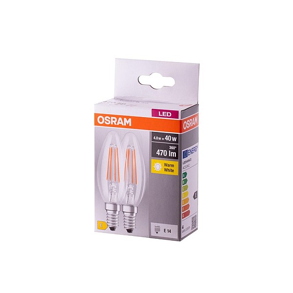 Lemputė Osram LED. B40. šiltai balta. E14. 4 W. 470 lm