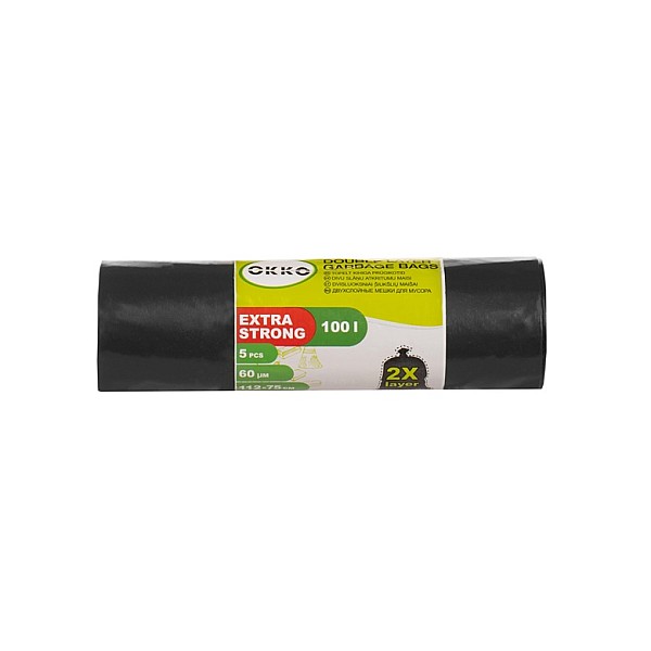 WASTE BAGS GREEN/BLACK 100L 5PCS 60MY