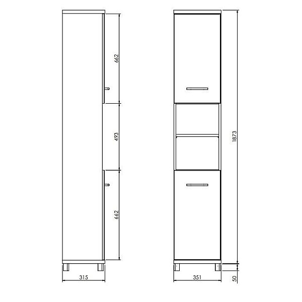 CABINET TALL BARI C35 WHITE/WOOD