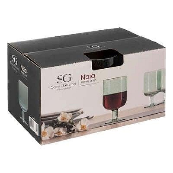 GLASS WINE NAIA GREN COL 350ML GLAS 6PCS