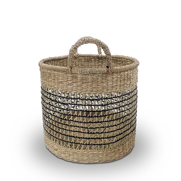 BASKET WITH HANDLES 35X35X32CM SEAGRASS