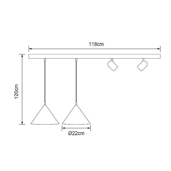 Lampa griesti Triangle P23022F-2P+2spot. 90 W. E27/GU10