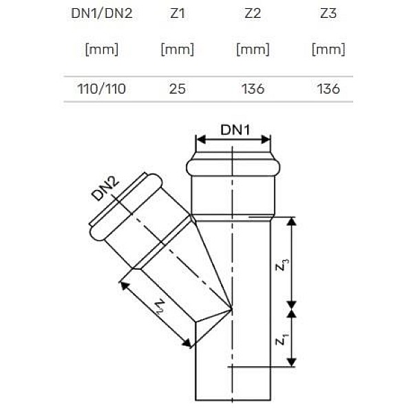 TEE INTERNAL D110/110X45 PP SKOLAN