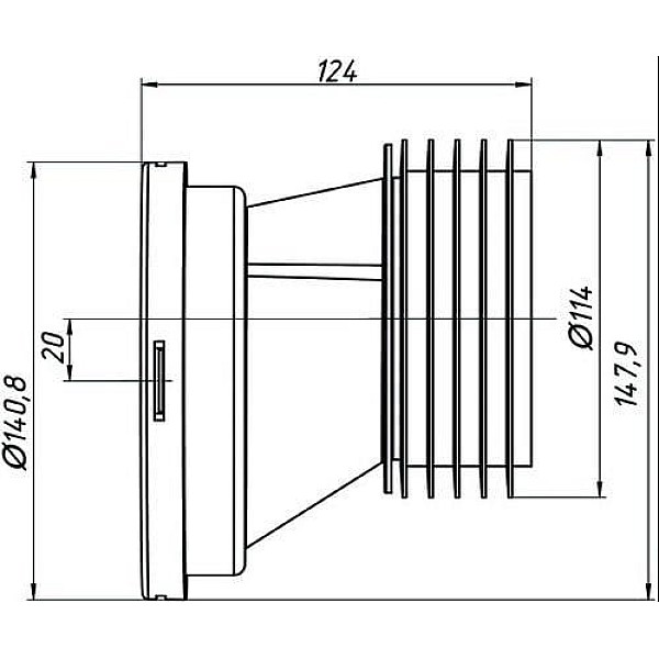 CUFF FOR TOILET BOWL 20MM ANI W0220VDEU