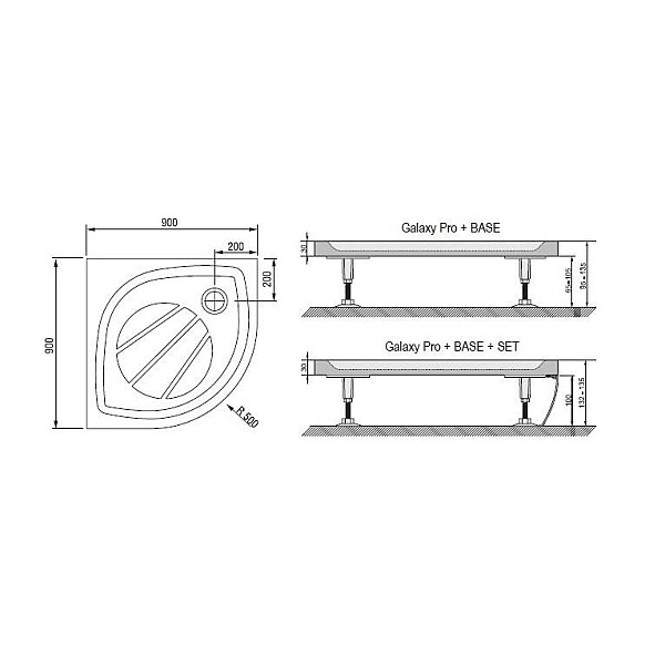 TRAY SHOWER ELIPSO PRO-90 90X90 WHITE