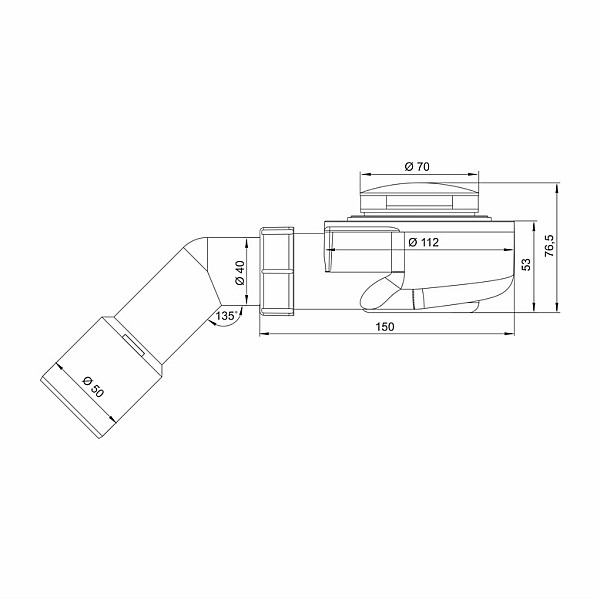 SHOWER TRAY SIPHON 50 CLICKCLAC BLCK MAT