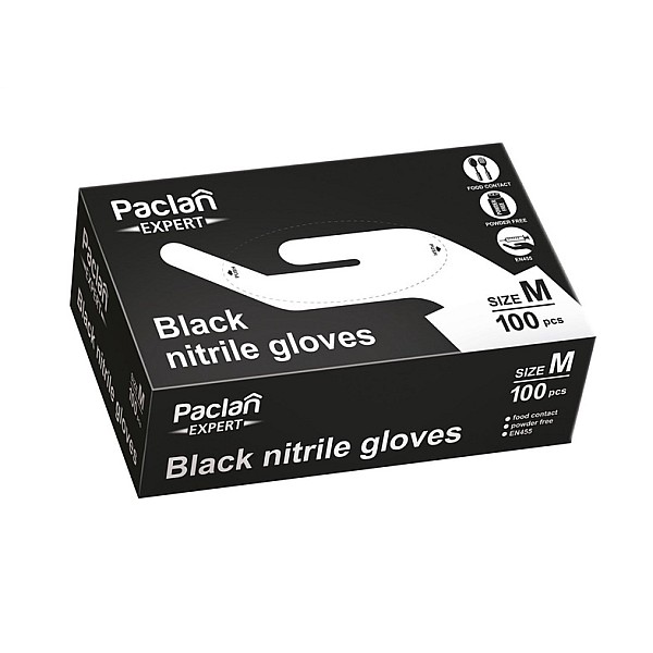 EXP NITRILE GLOVES BLACK 100PCS BOXM