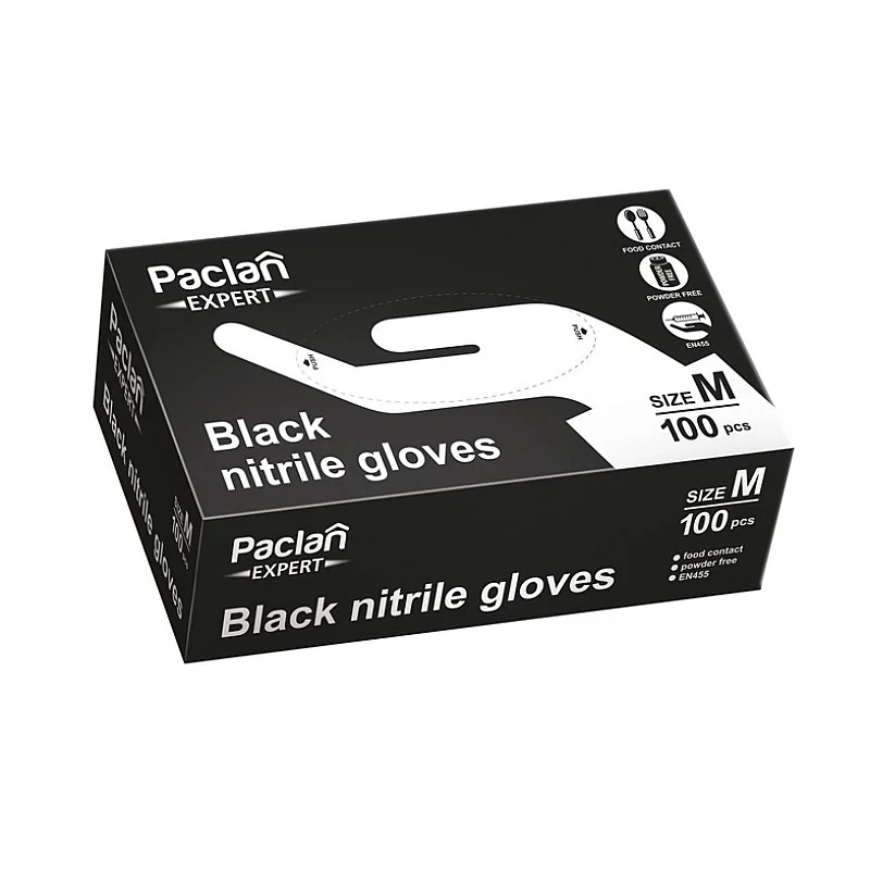 EXP NITRILE GLOVES BLACK 100PCS BOXM
