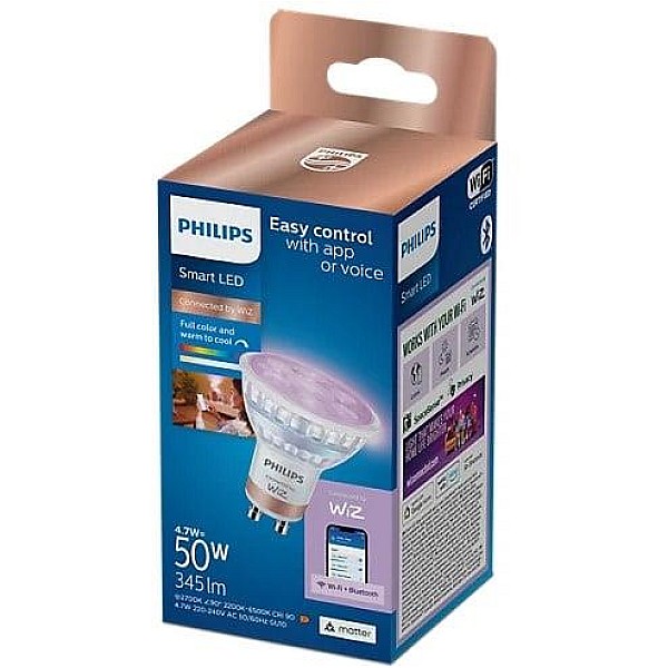 Lemputė Philips LED. PAR16.įvairių spalvų.GU10. 4.7W. 345lm