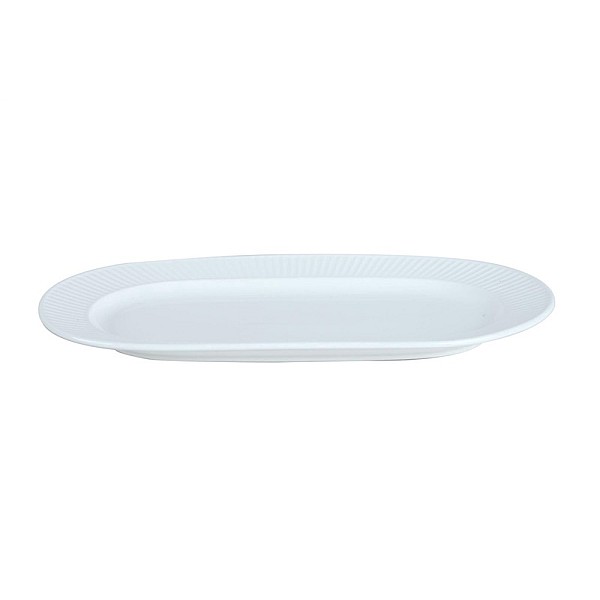 OVAL PLATE VERTICAL LINES WHITE 30CM