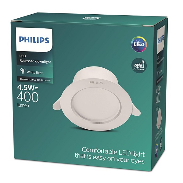 Iebūvēta lampa Philips DIAMOND CUT. 4.5W. 3000°K. LED. balta