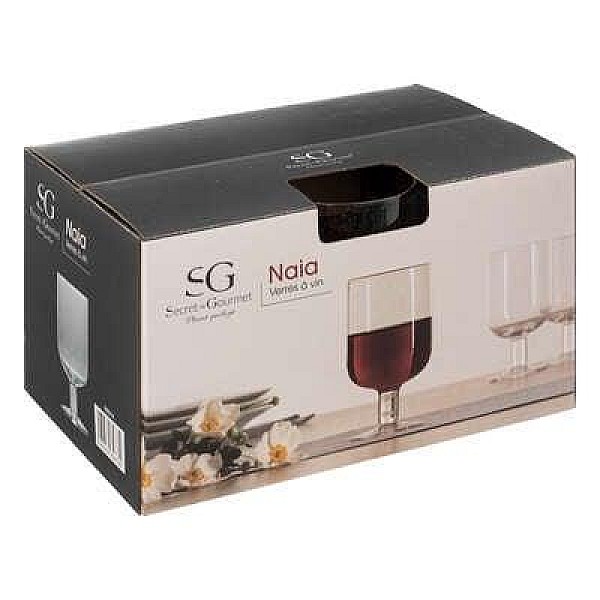 GLASS WINE NAIA 350ML GLASS TRANSPA 6PCS