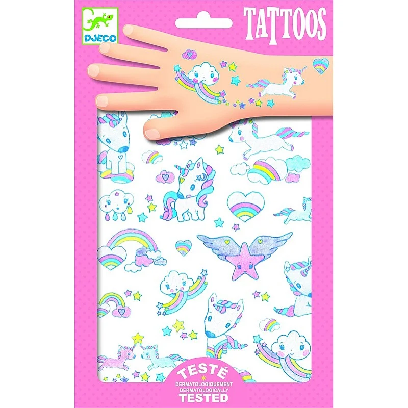 Rinkinys tatuiruotėms Djeco Unicorns DJ09575
